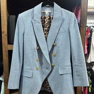 Veronica Beard Miller Light Blue Blazer with Gold Buttons